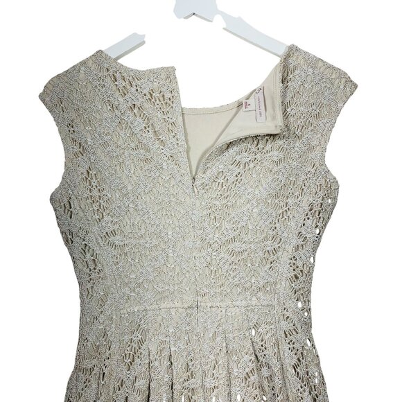party dress  sz 4 dress beige lace /crochet sleeveless fit & flare  DB - Picture 8 of 14